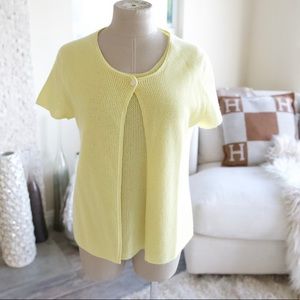 Cute light knit cashmere CHANEL twin set. 2 Pieces. Shell tank & cardigan.